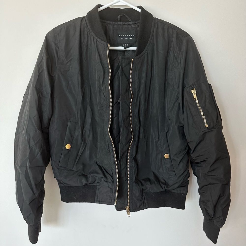 Black and gold bomber jacket size xs